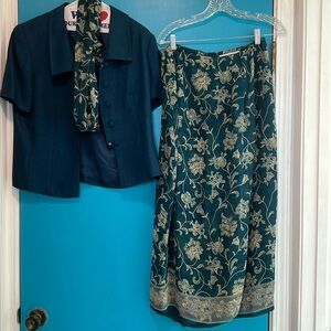 Amanda smith suit.  Crop jacket with long skirt